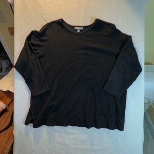Woman Within Long Sleeve Crewneck Top Black Plus Size 2X 26/28